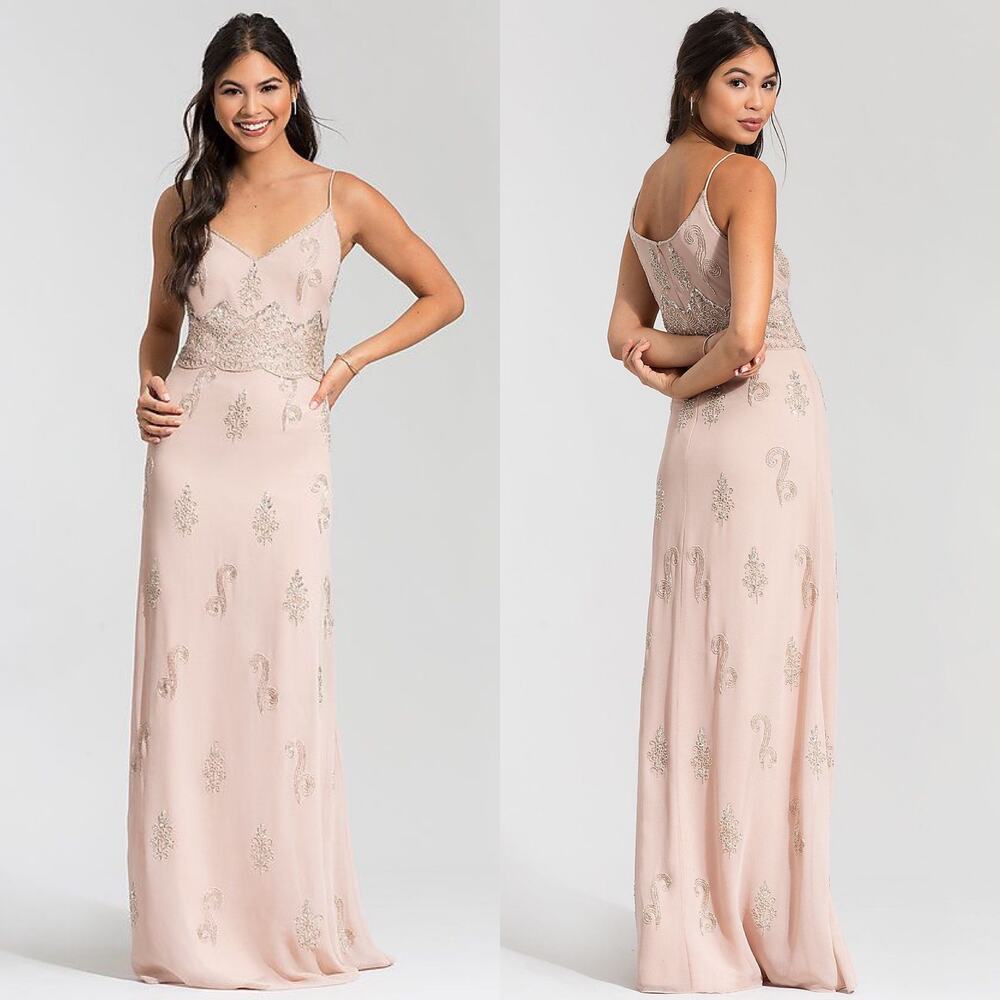 ADRIANNA PAPELL English Rose Long Beaded Bridesmaid Dress 6